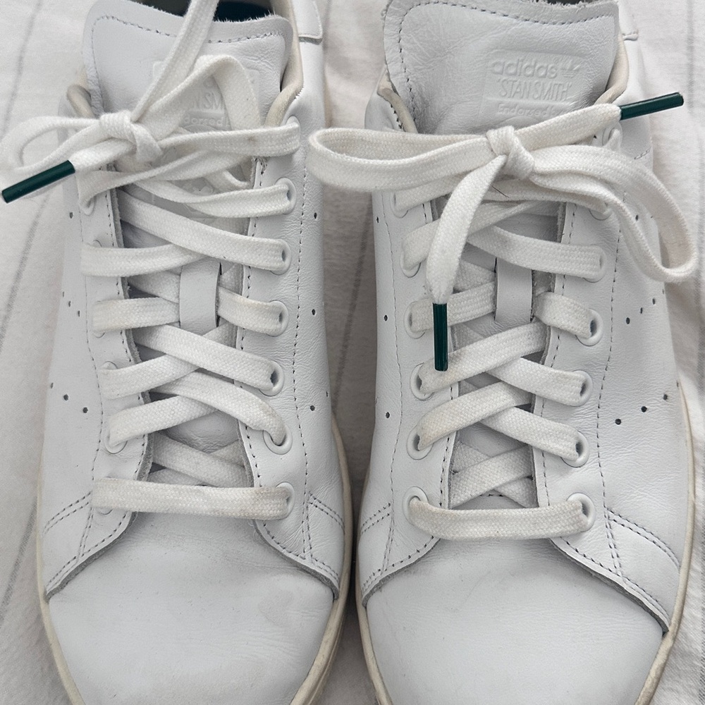 Adidas White Stan Smith Sneakers with Green Details